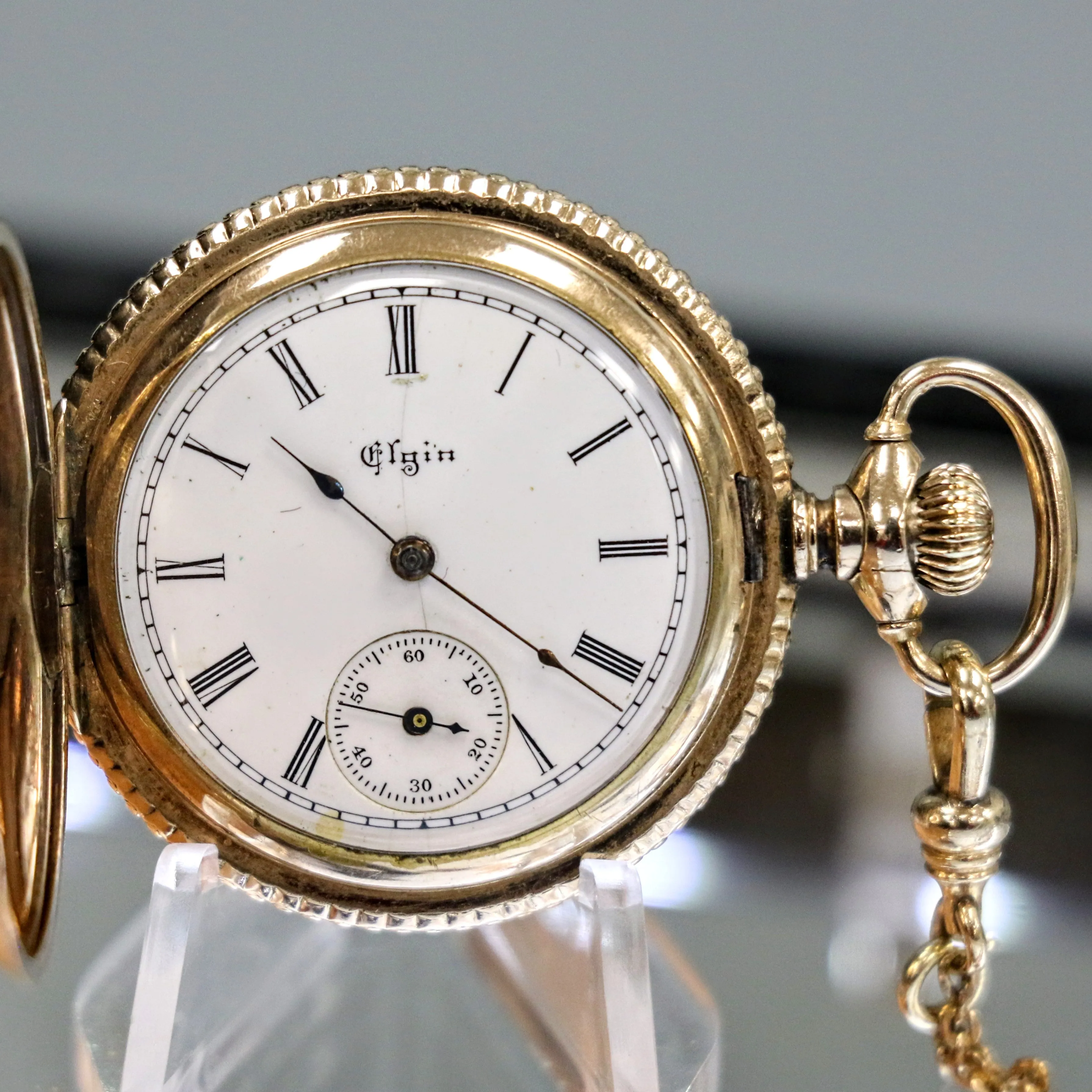 1897 ELGIN Dress Pocket Watch 0s 15 Jewels Grade 130 Model 1 U.S.A. Made - Engraved Case