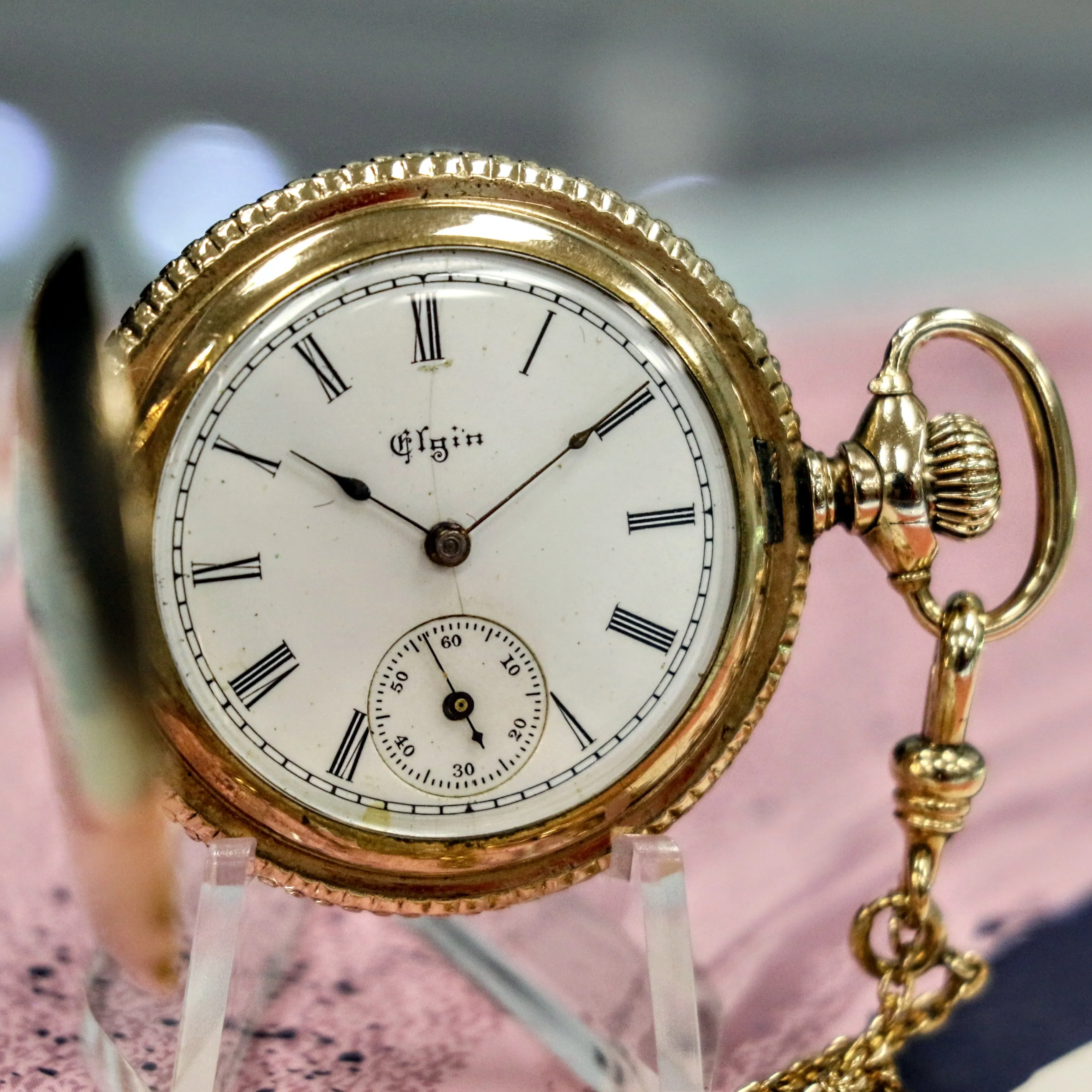 1897 ELGIN Dress Pocket Watch 0s 15 Jewels Grade 130 Model 1 U.S.A. Made - Engraved Case