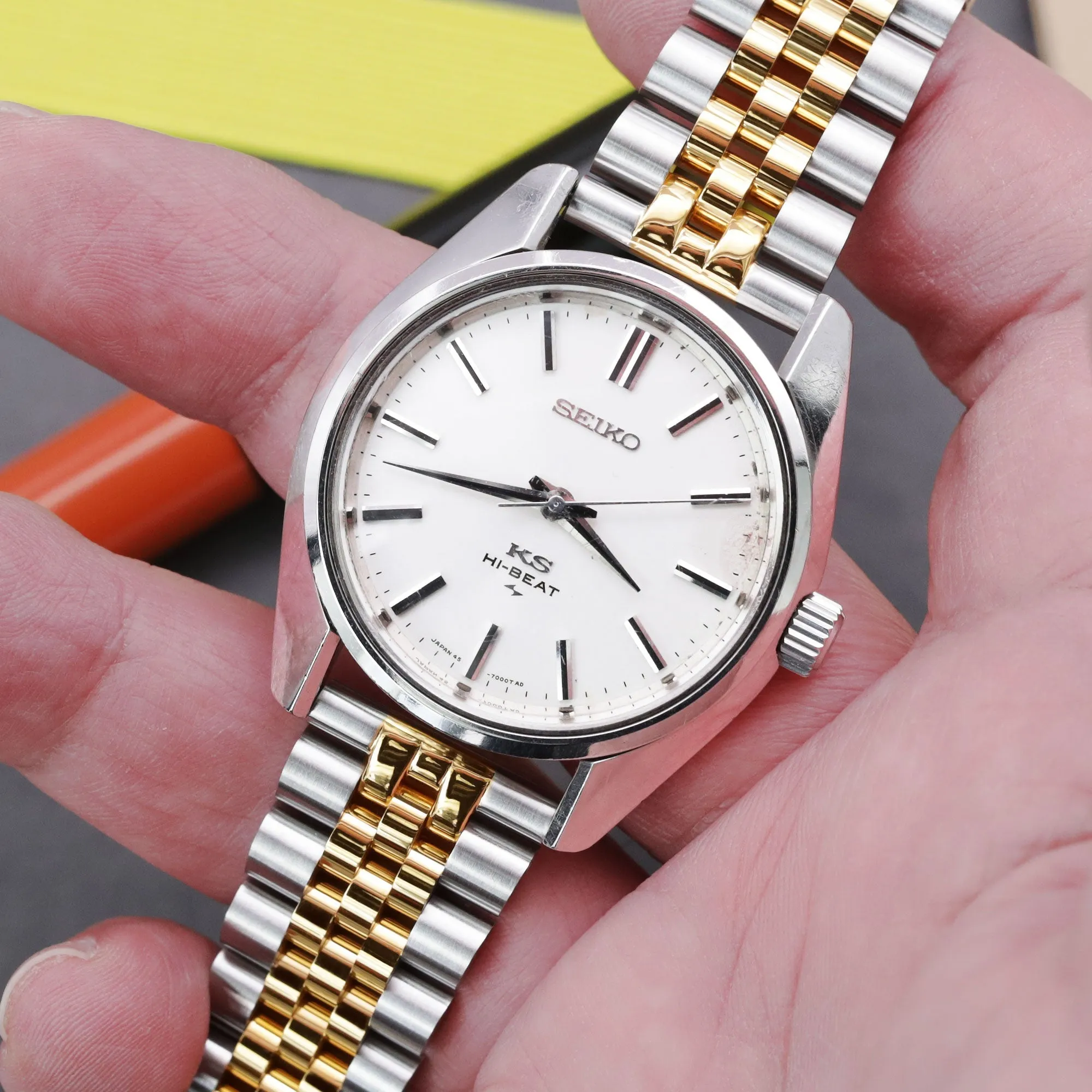 18mm, 19mm or 20mm Super-JUB II QR Watch Band Straight End Quick Release, 316L Stainless Steel Two Tone IP Gold V-Clasp