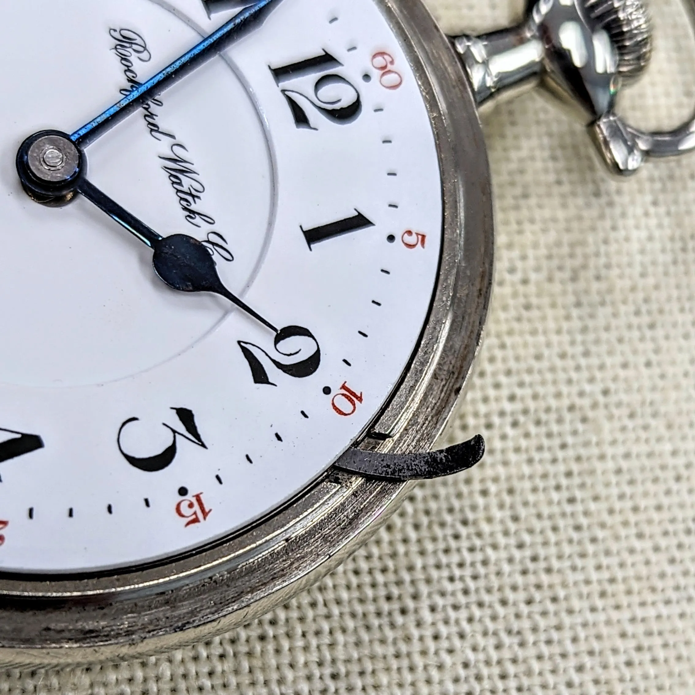 1910 ROCKFORD Watch Co. Pocket Watch 18s Grade 935 Lever Set 17 Jewels - Openface Display Back