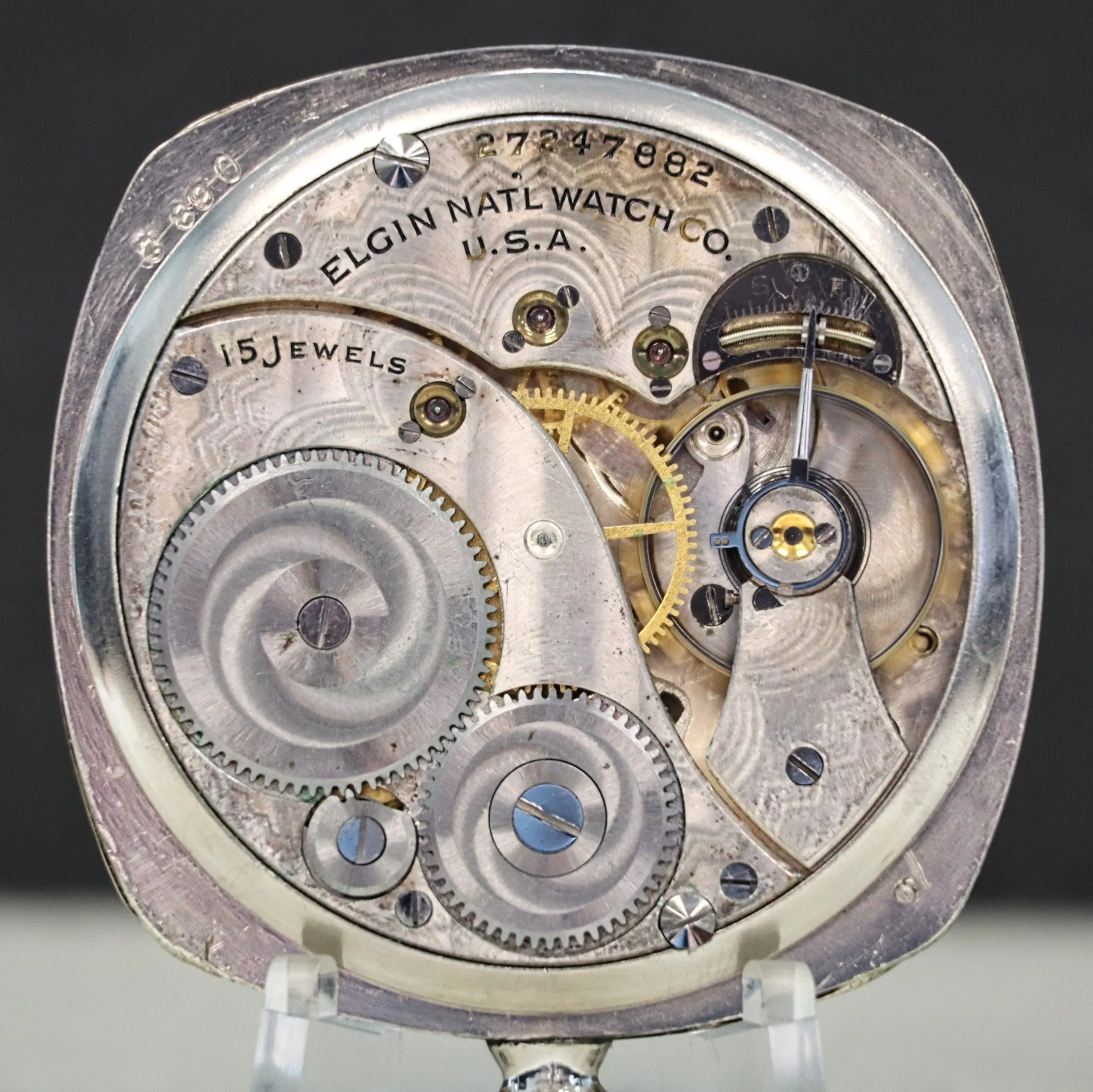 1925 ELGIN Dress Pocket Watch 12s 15 Jewels Grade 315 Fancy Engraved Decorative Cushion Case