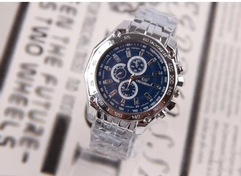 1PC Luxury Stainless Steel Strap Quartz Man Waterproof Business Watch