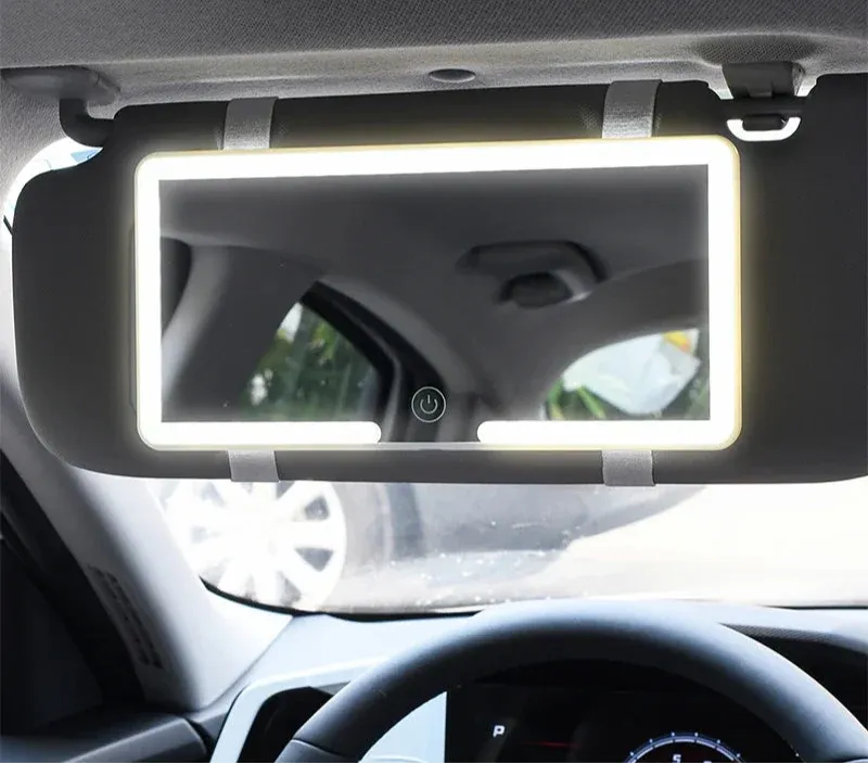 Adjustable Car Led Makeup Mirror Touchscreen Dimmable Sun Visor Plate