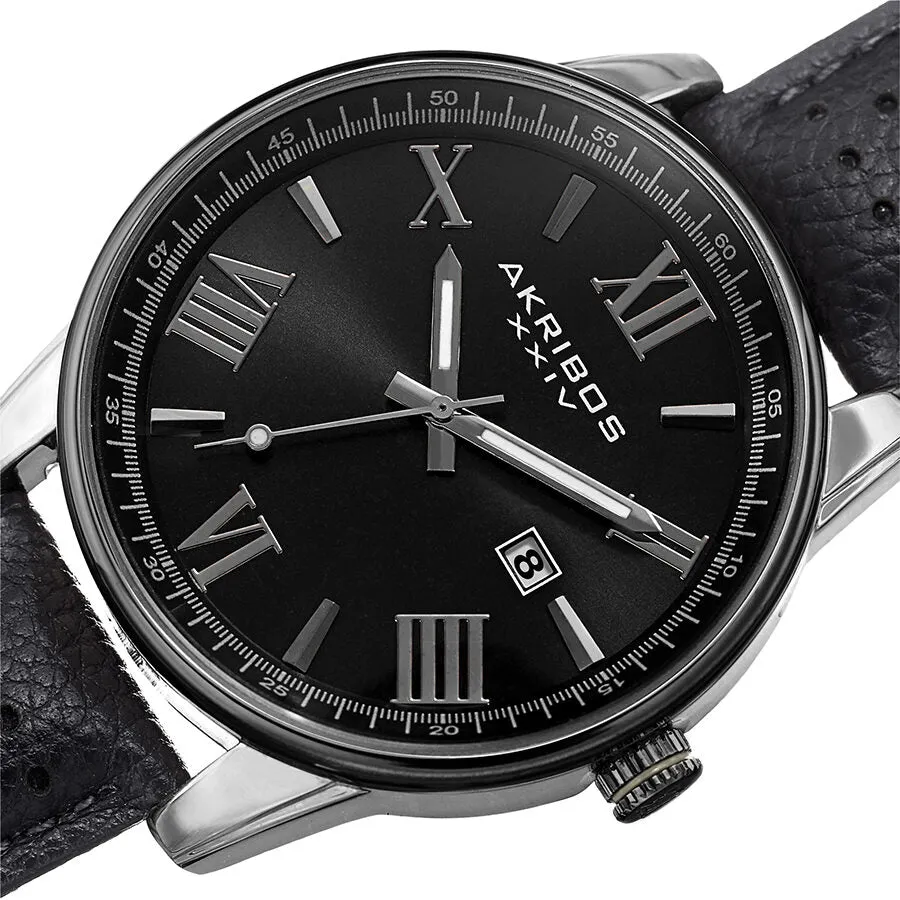 Akribos Xxiv Perforated Strap Black Dial Men's Watch AK1048SSBK