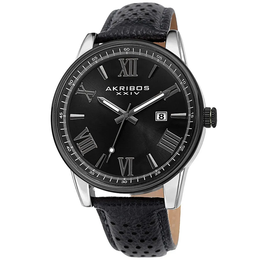 Akribos Xxiv Perforated Strap Black Dial Men's Watch AK1048SSBK