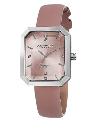 Akribos Xxiv Pink Dial Silver-tone Alloy Ladies Watch AK749PK