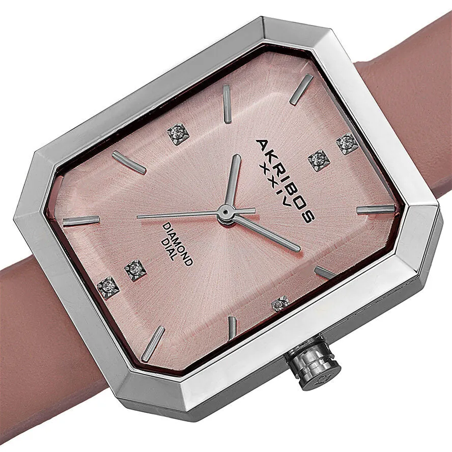 Akribos Xxiv Pink Dial Silver-tone Alloy Ladies Watch AK749PK