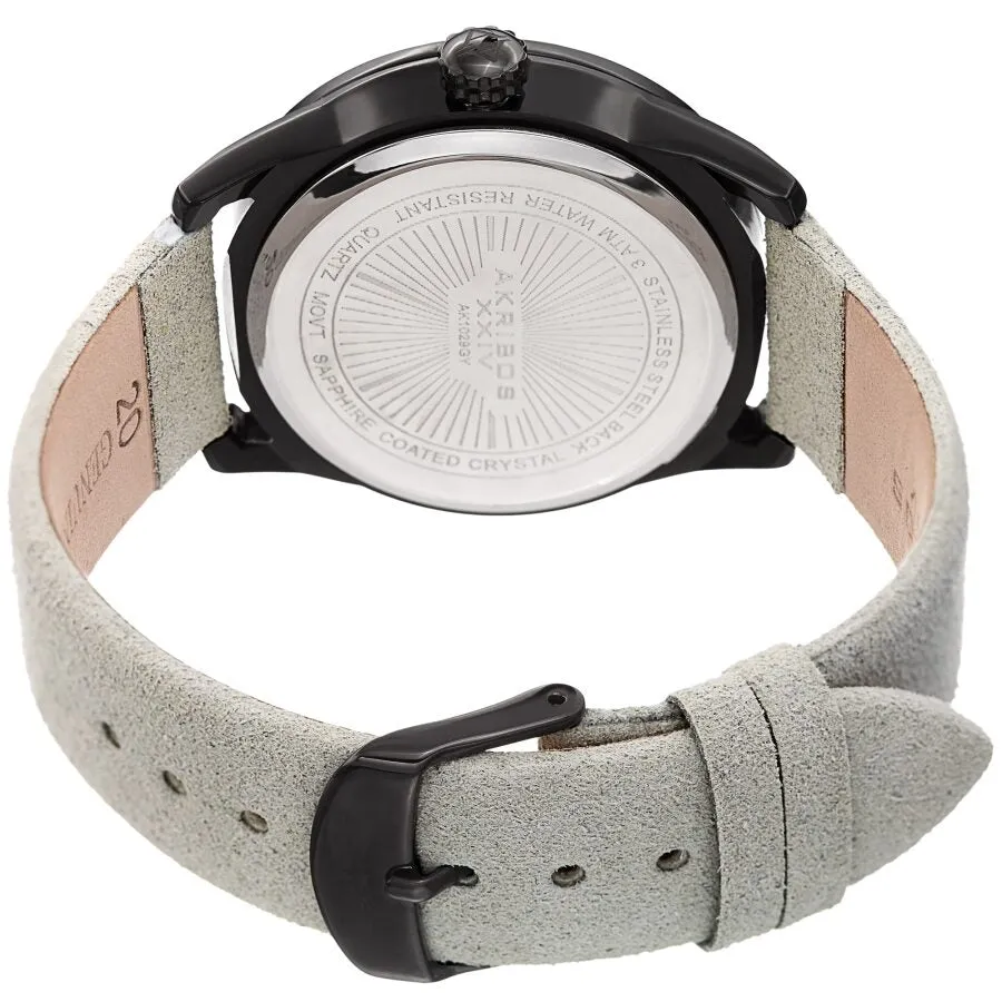 Akribos Xxiv Quartz Silver Dial White Leather Men's Watch AK1029GY