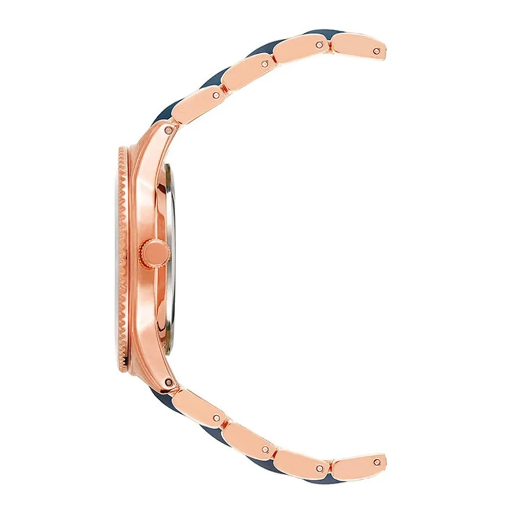 Anne Klein New York Analog Women's Watch - AK3214RGNV (Blue Dial Rose Gold Colored Strap)