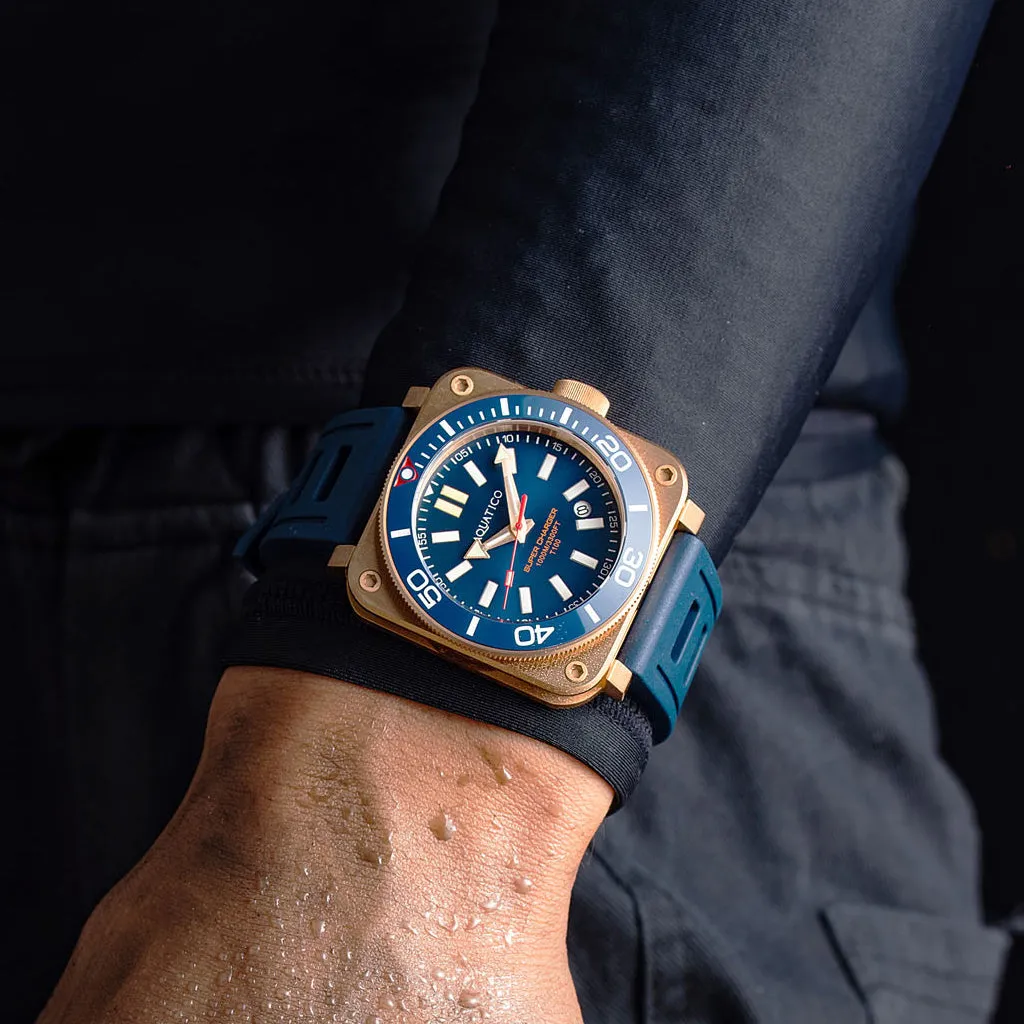 Aquatico Super Charger Bronze Blue Dial Watch (SWISS MADE Sellita sw200-1) NO DATE