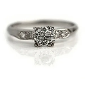 Art Deco 1.05 CTW Vintage Diamond Engagement Ring with Mine Cut Diamonds
