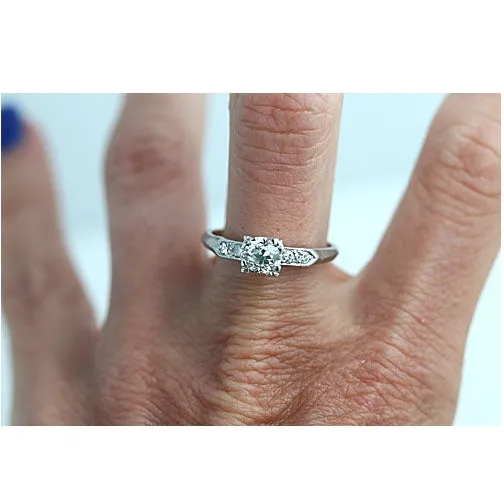 Art Deco 1.05 CTW Vintage Diamond Engagement Ring with Mine Cut Diamonds