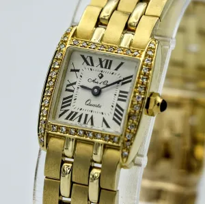 Arte d'Oro Ladies Wristwatch 18k Yellow Gold Diamond Bezel Swiss Movement Watch