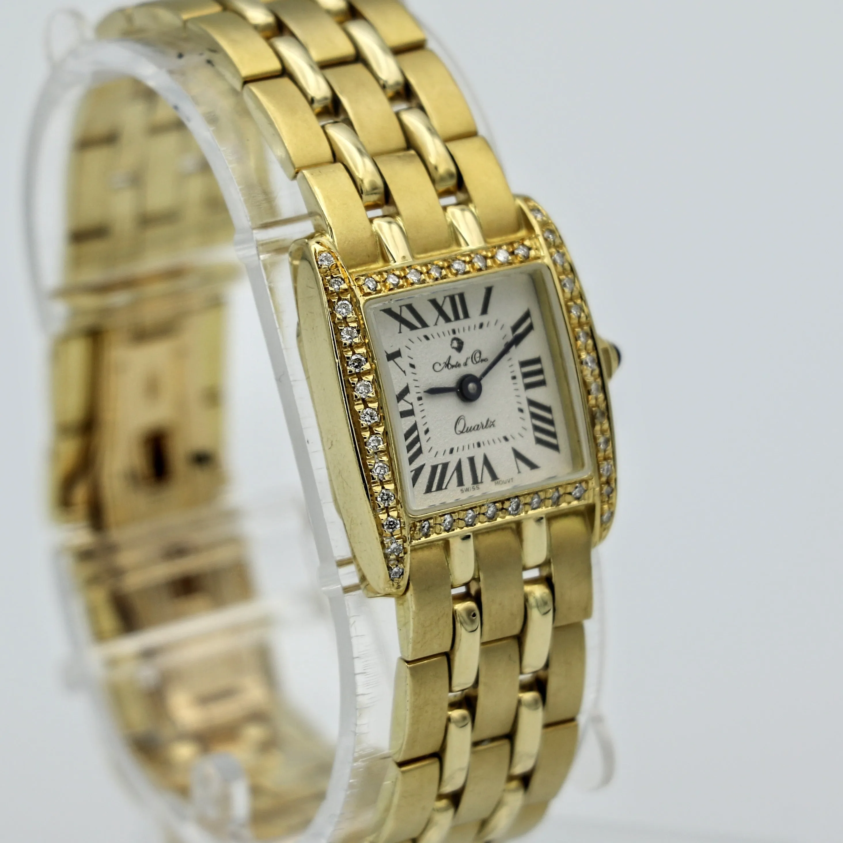 Arte d'Oro Ladies Wristwatch 18k Yellow Gold Diamond Bezel Swiss Movement Watch