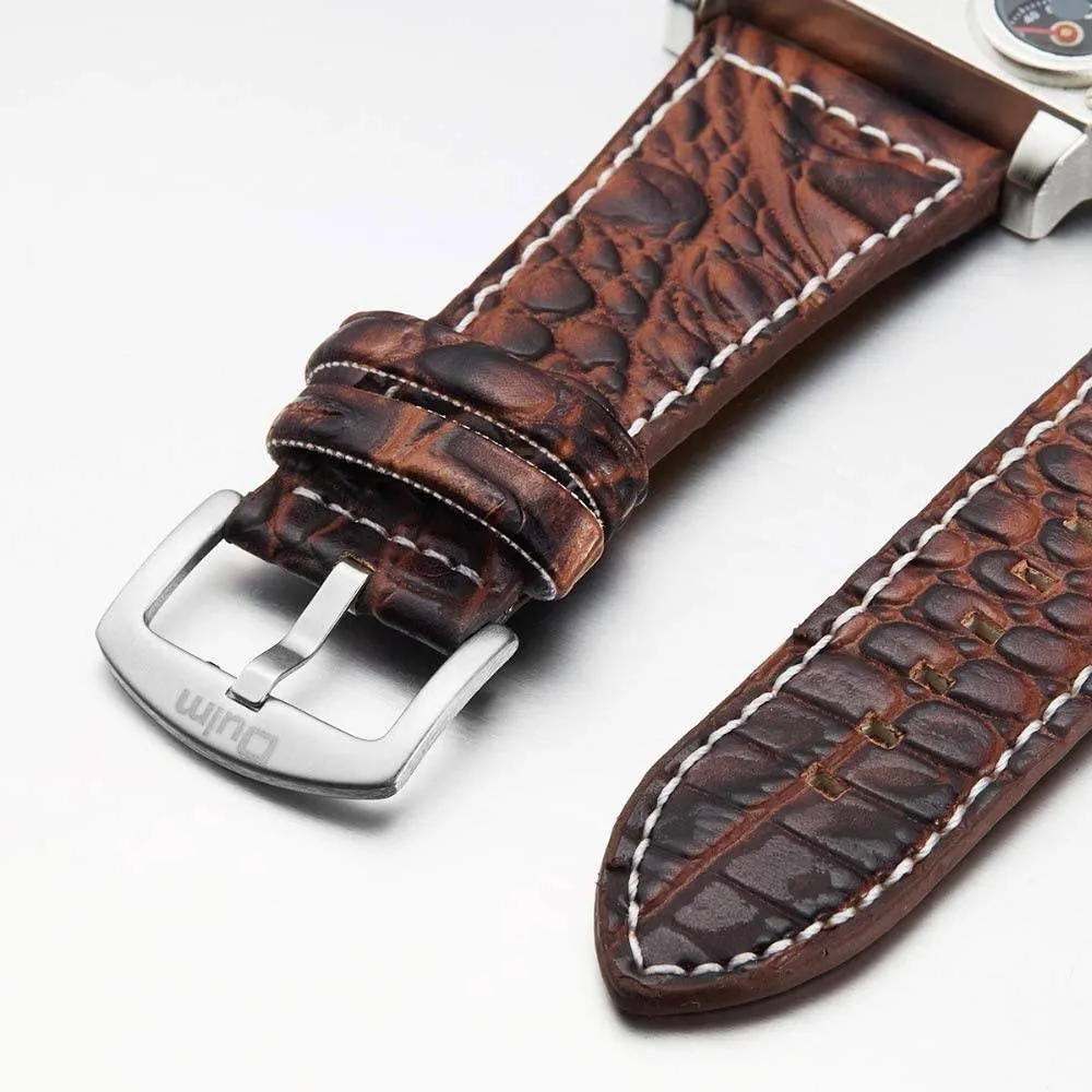 Avaner Mens Big Face Dual Time Zone Leather Strap Sport Watch