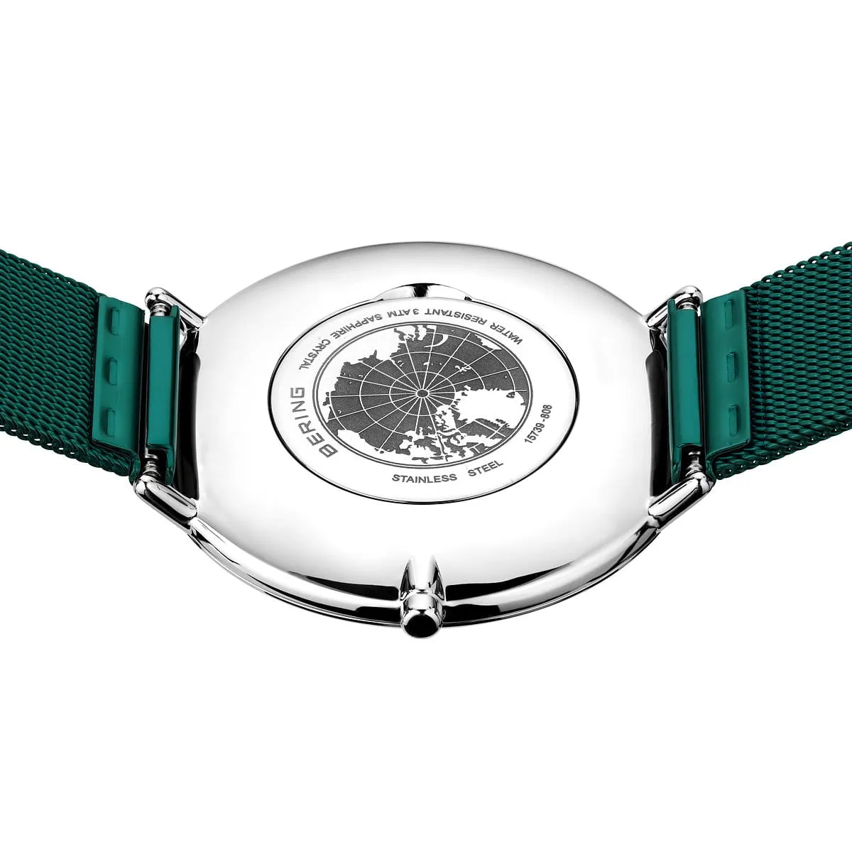 Bering Classic Ultra Slim Green Stainless Steel Mesh Watch with Green Dial