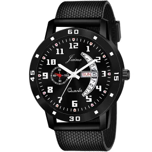 Black Day & Date Function Mesh Band Analog Watch For Men - JM396