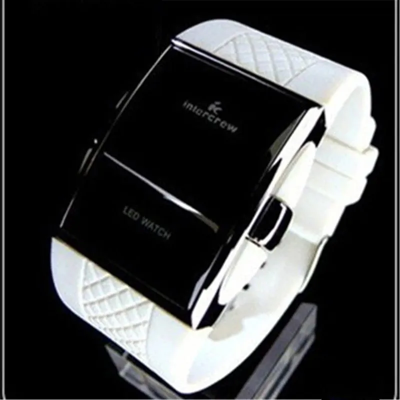 Black  LED Electronic Clock Silicone Watchband Sports Digital Watches