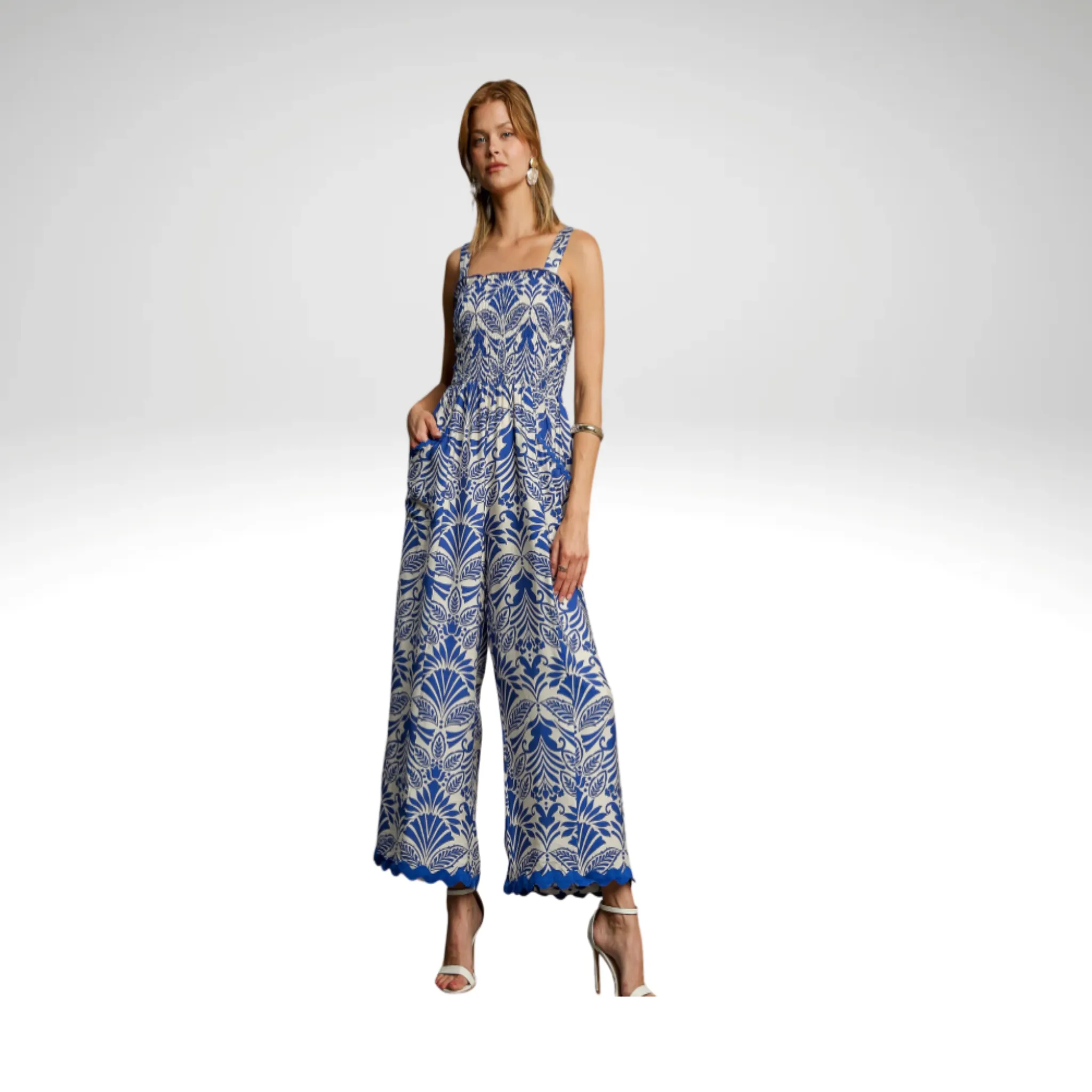 Blue Two Tone Sleeveless Jumpsuit
