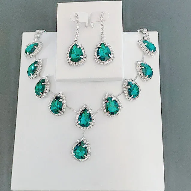 Blue Zirconia Necklace Jewelry Set