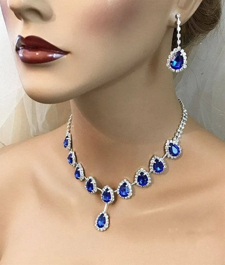 Blue Zirconia Necklace Jewelry Set