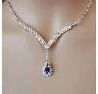 Blue Zirconia Necklace Jewelry Set