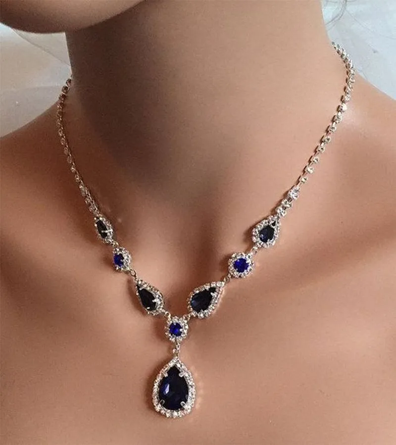 Blue Zirconia Necklace Jewelry Set