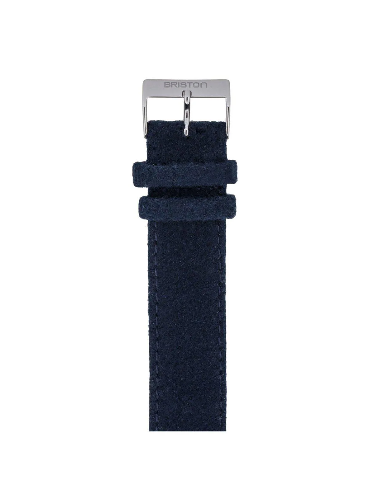 Briston Leather Flannel Strap Navy Blue Polished Steel 20mm