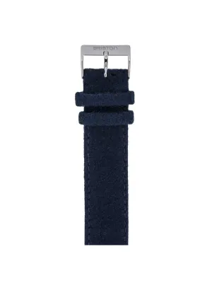 Briston Leather Flannel Strap Navy Blue Polished Steel 20mm