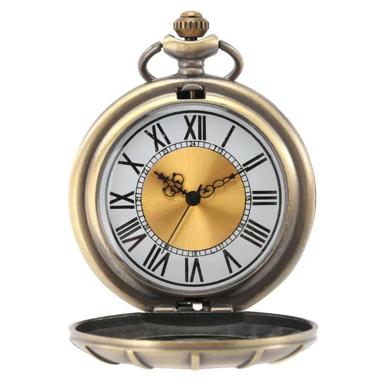 Bronze Half Hunter Quartz Pocket Watch