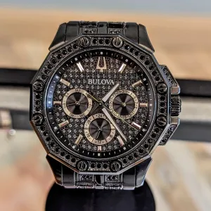 BULOVA Octava Crystal Watch 98C134 - 300 Crystales on the Black Tone Stainless Steel