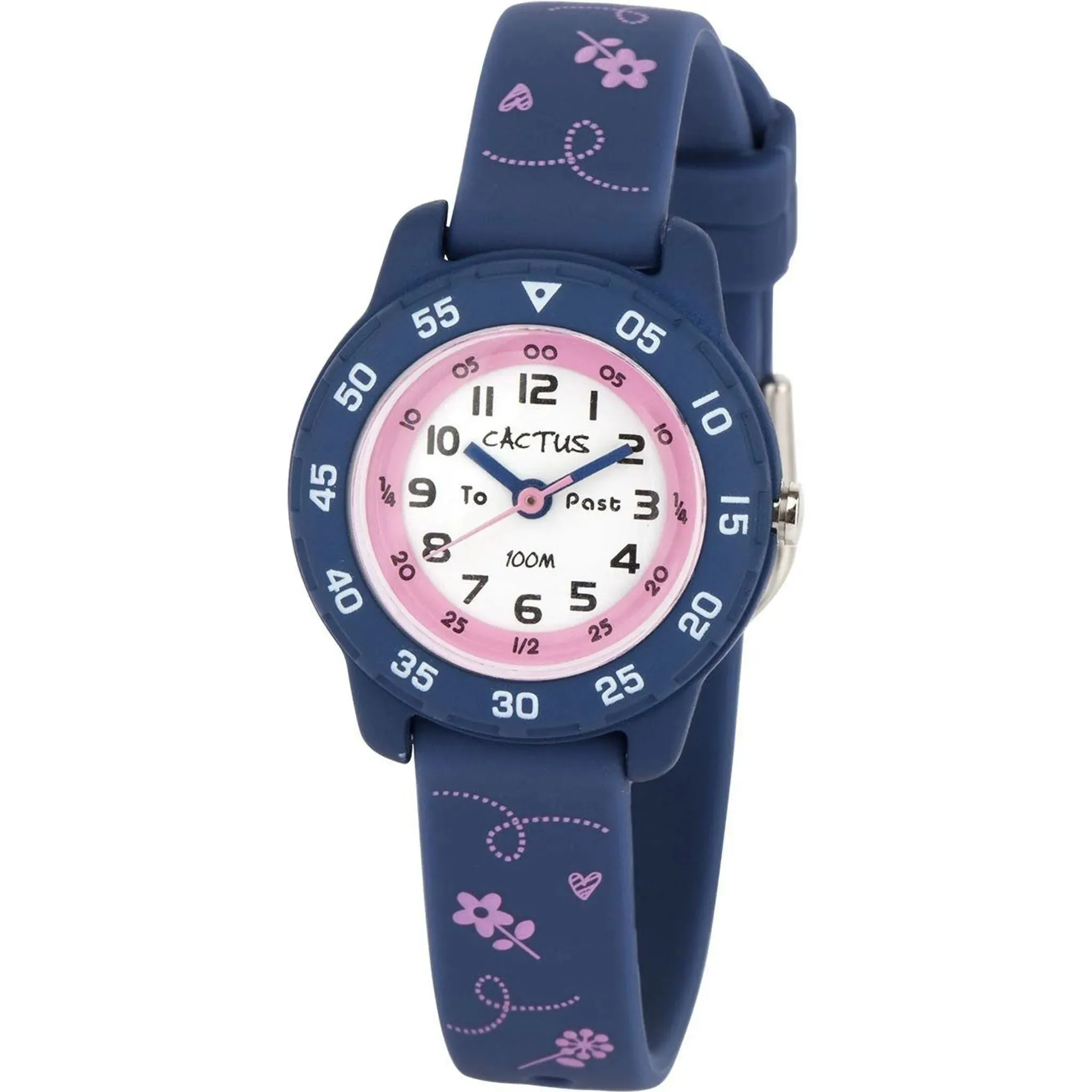 Cactus Watches | Junior | Time Teacher | Blue / Pink flowers
