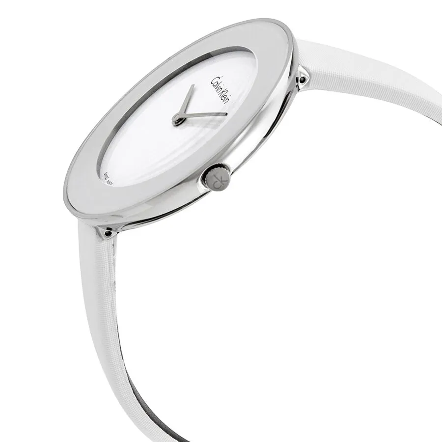 Calvin Klein Chic White Dial White Leather Ladies Watch K7N23TK2