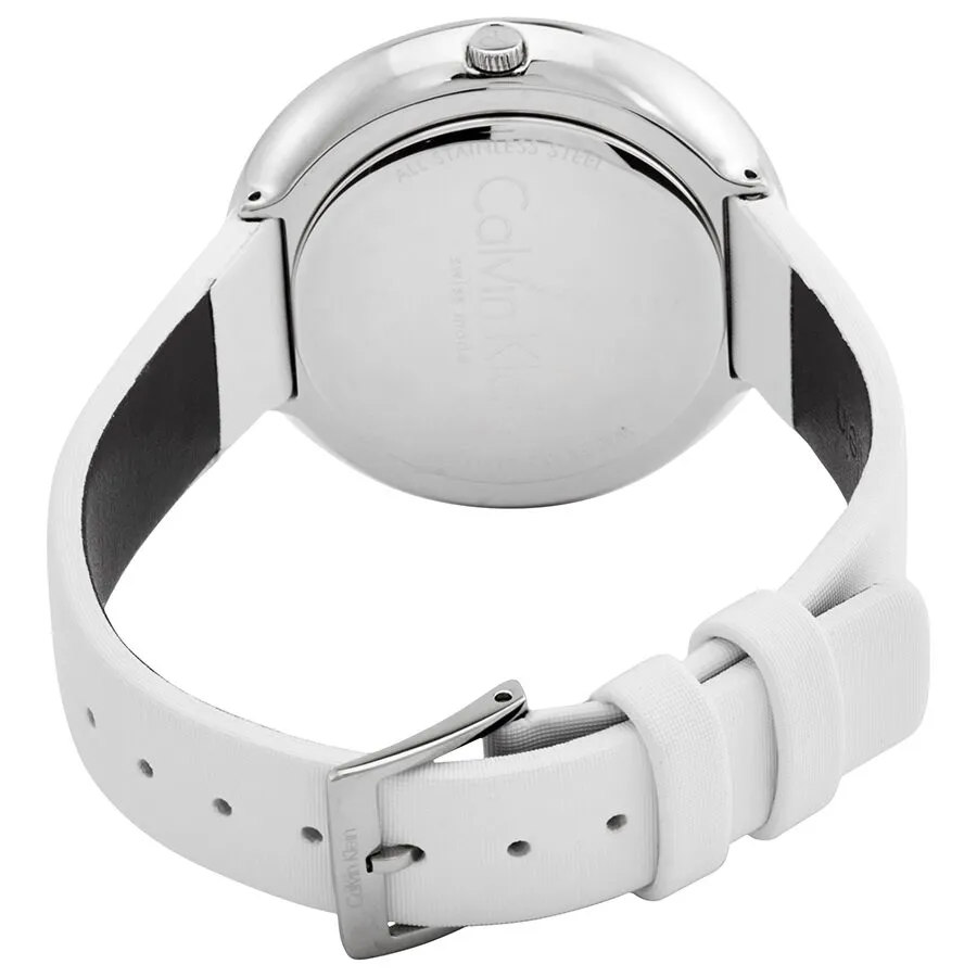 Calvin Klein Chic White Dial White Leather Ladies Watch K7N23TK2