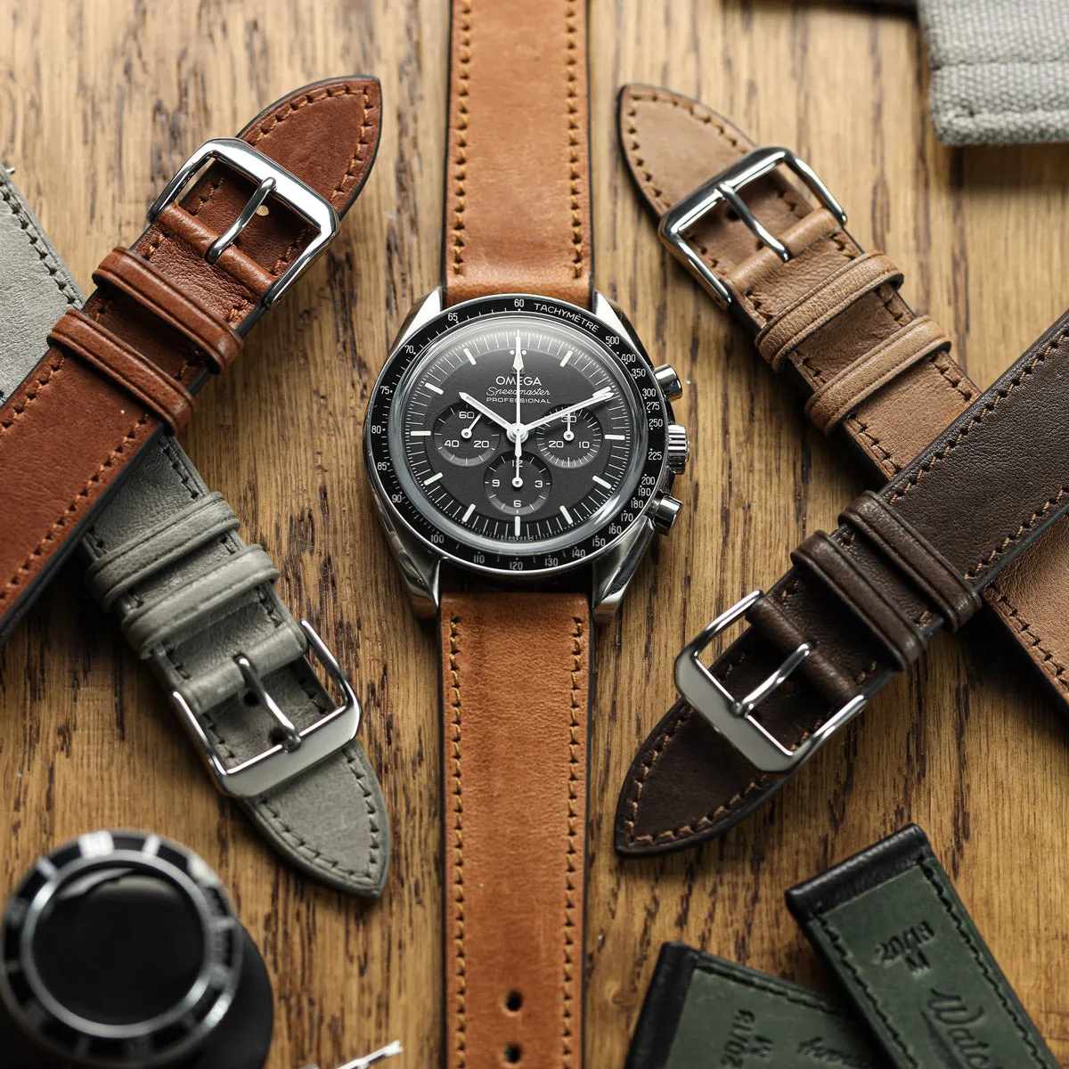 Camden Hand-Stitched Genuine Leather Watch Strap - Mocha Dark Brown
