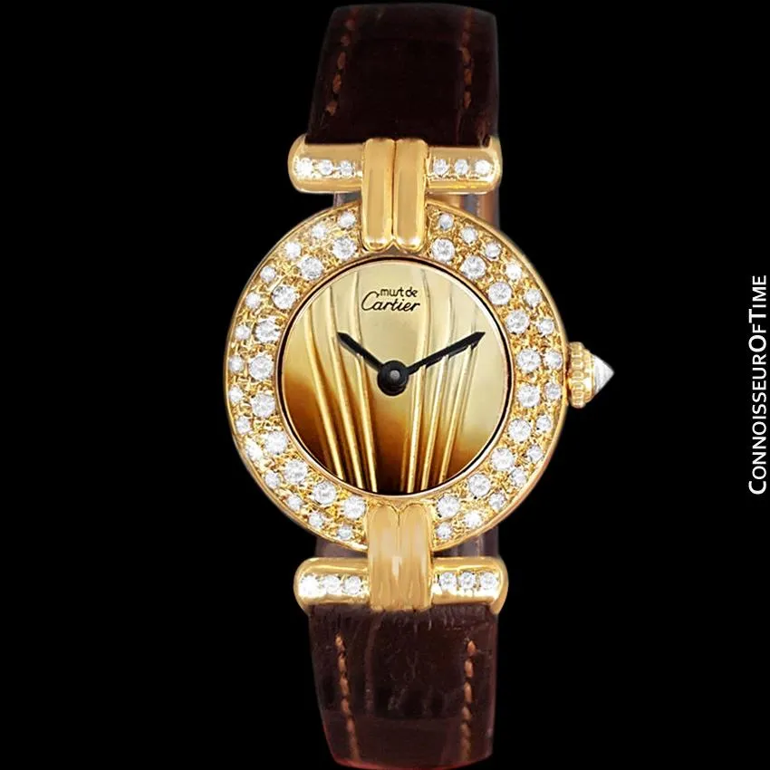 Cartier Colisee Ladies Vendome Vermeil Watch - 18K Gold over Sterling Silver with Diamonds