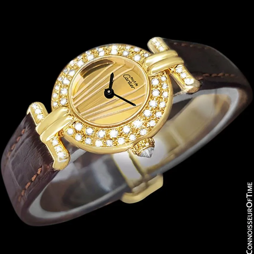 Cartier Colisee Ladies Vendome Vermeil Watch - 18K Gold over Sterling Silver with Diamonds