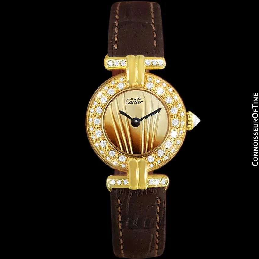 Cartier Colisee Ladies Vendome Vermeil Watch - 18K Gold over Sterling Silver with Diamonds