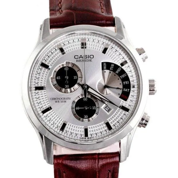 Casio BEM-501L-7AVDF Beside Chronograph Leather Watch Brown