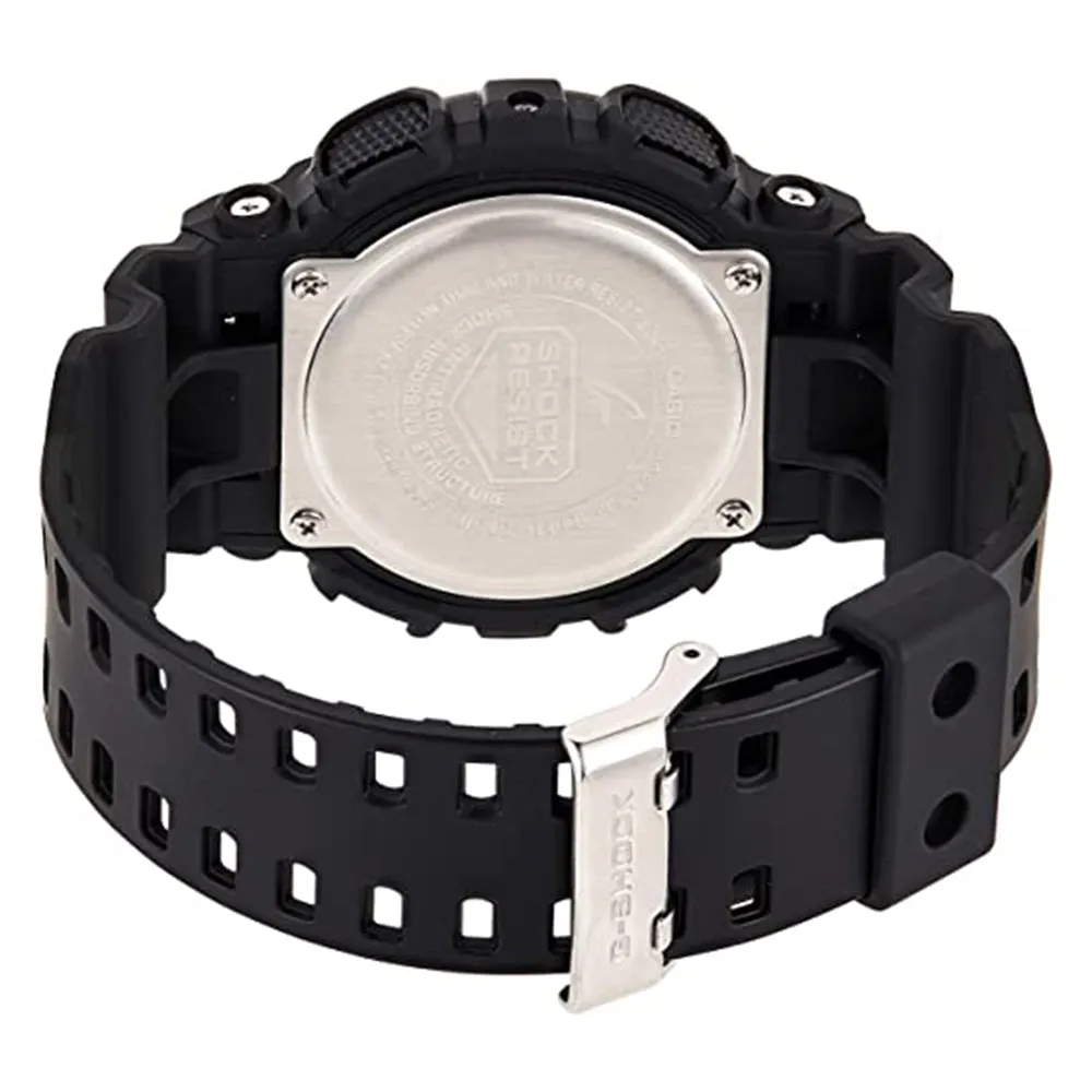 Casio Mens G-Shock Graphic Blue Dial Black Band Resin Quartz Watch - GA100CB-1