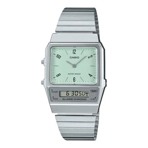 Casio Vintage Collection Analog - Digital Watch AQ800E-3AVT Silver - Light Green