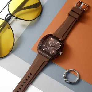 Chic Unisex Quartz Watch Square Case Silicone Strap