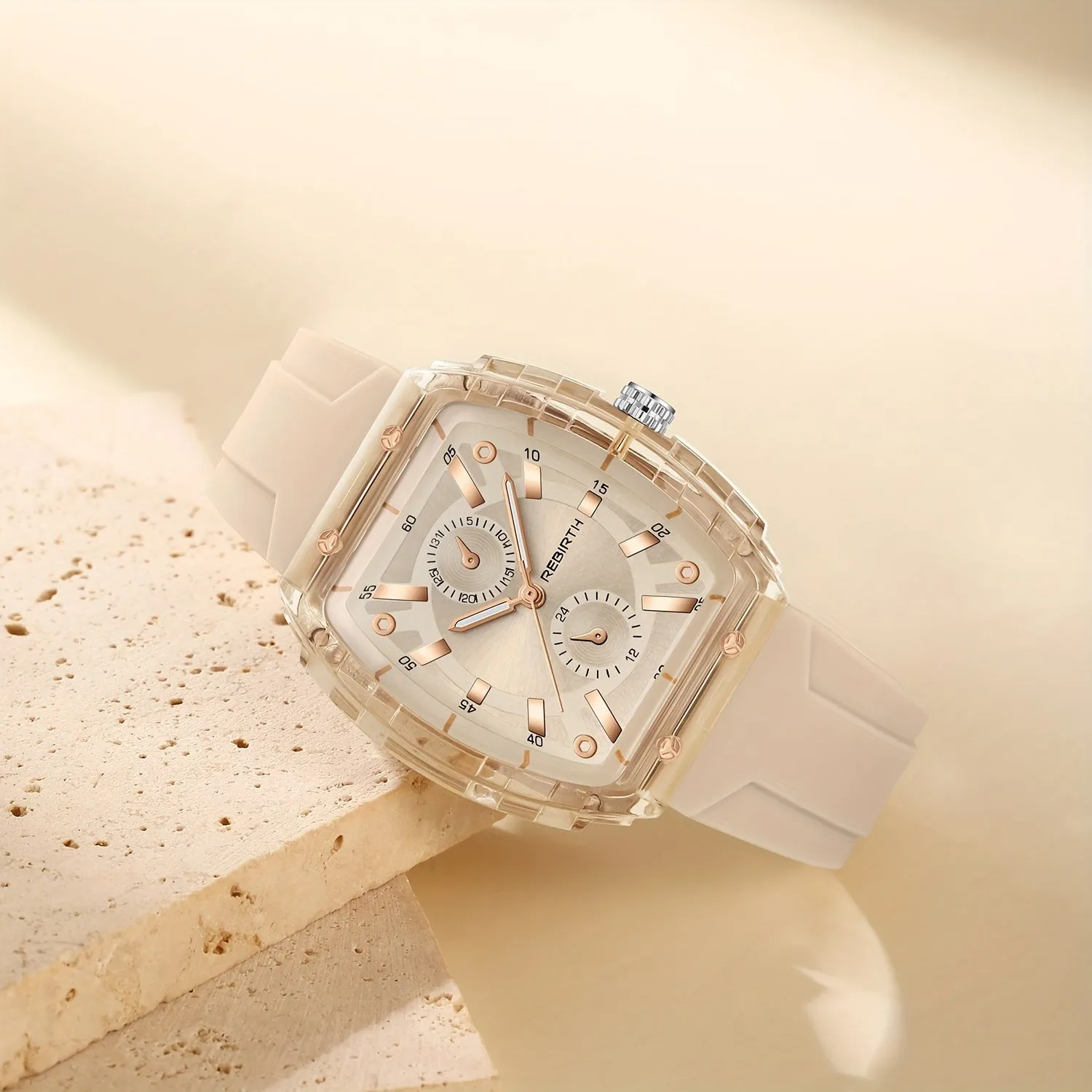 Chic Unisex Quartz Watch Square Case Silicone Strap