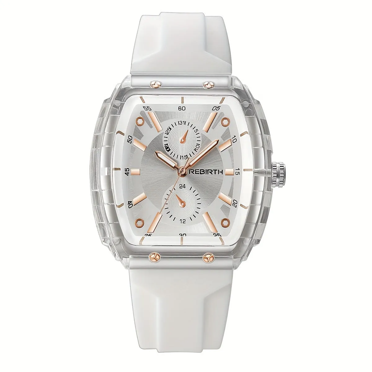 Chic Unisex Quartz Watch Square Case Silicone Strap
