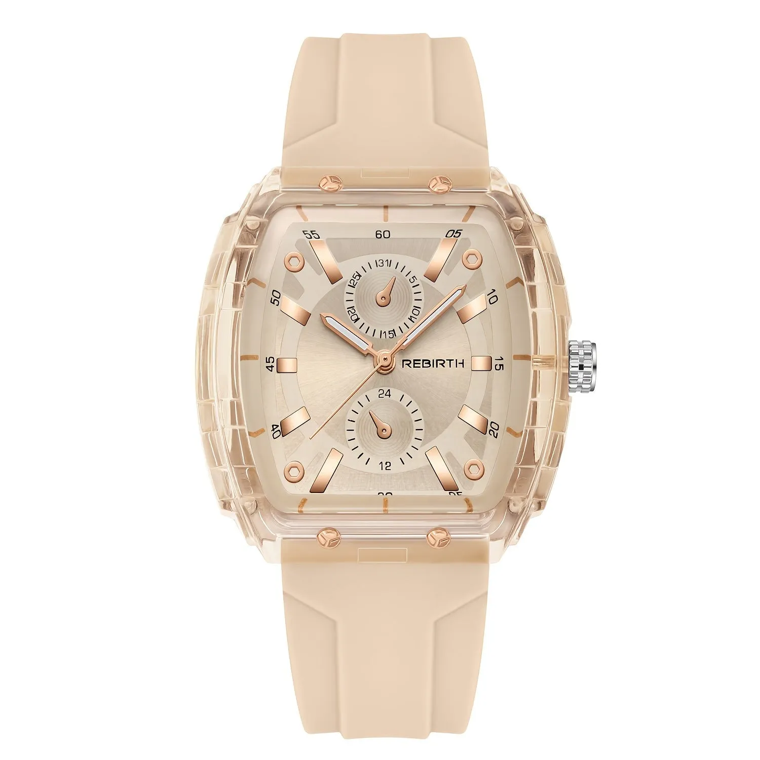 Chic Unisex Quartz Watch Square Case Silicone Strap