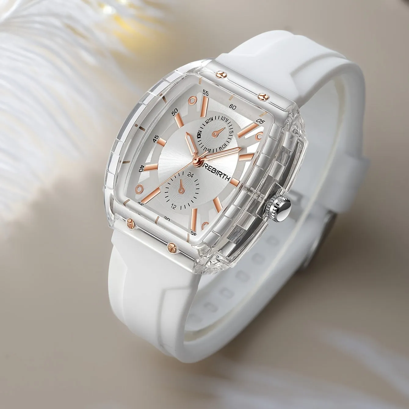 Chic Unisex Quartz Watch Square Case Silicone Strap