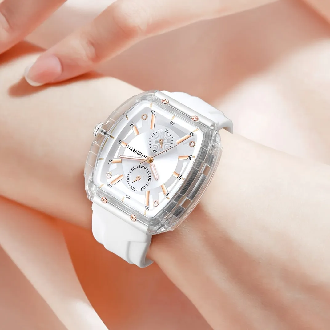 Chic Unisex Quartz Watch Square Case Silicone Strap