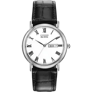 Citizen Eco-Drive Mens Strap White Dial Watch