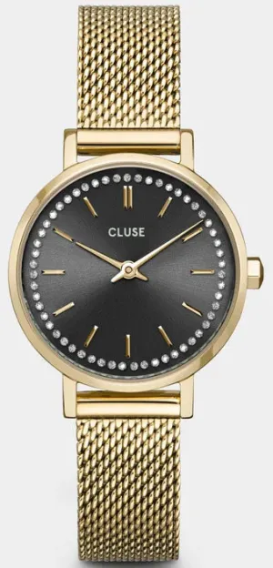 CLU Watch Boho Chic Petite Crystals Mesh Grey Gold