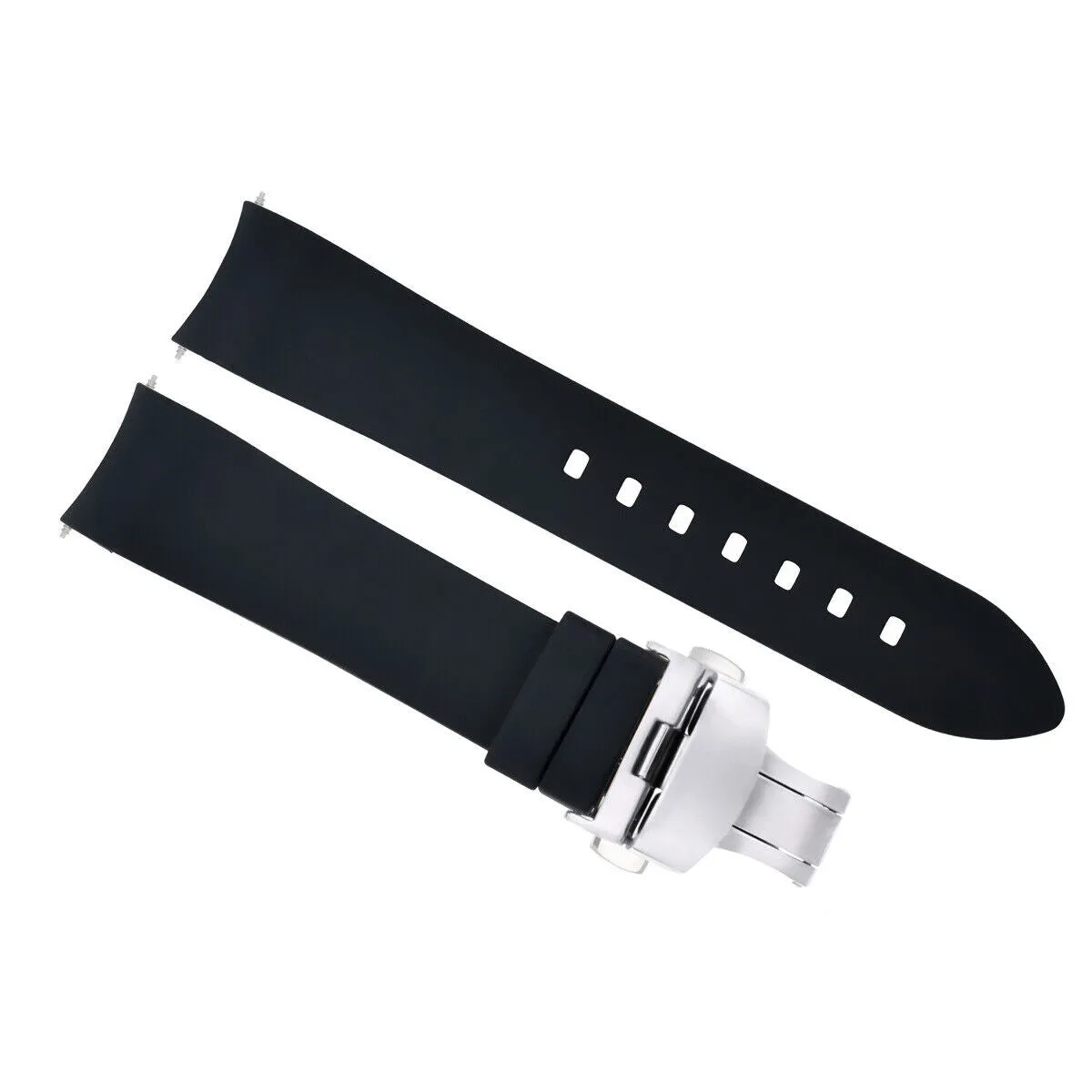 CURVED END SILICONE RUBBER STRAP FOR OMEGA SEAMASTER - 20MM